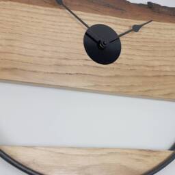 Rustic Oak Wall Clock With Black Steel Ring, Large Handmade - thumbnail 4