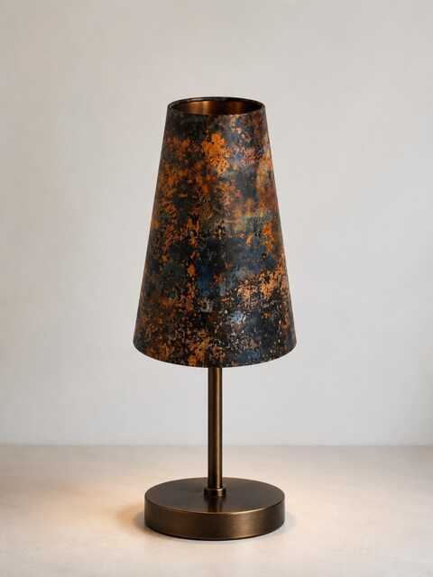 Handmade By Order Luxury Metal Oxidation Rusting Print Velvet Cone Lamp Shade Pendant Light Spice Copper Teal All Shapes & Size - image 1