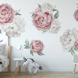 Peony Floral Decals - Self-Adhesive Wall Stickers For Nursery Or Home Decor - thumbnail 2