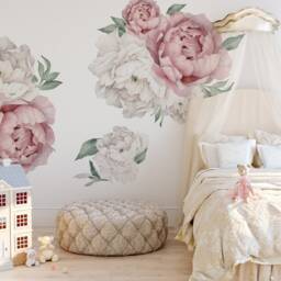 Peony Floral Decals - Self-Adhesive Wall Stickers For Nursery Or Home Decor - thumbnail 3