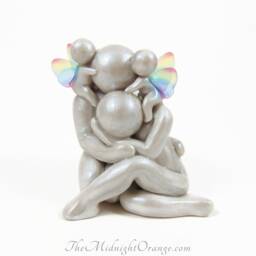 Grieving Parents With Angel Babies Clay Sculpture - Made To Order - thumbnail 2