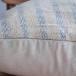 Handmade Hmong Hemp Pillow Cover Blue Striped Farmhouse Decor - 19x19 - thumbnail 3