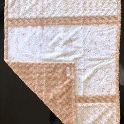 Handmade Modern Baby Minky Blanket Gold Metallic Stars W/Bibs & Lovey - thumbnail 2