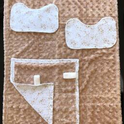 Handmade Modern Baby Minky Blanket Gold Metallic Stars W/Bibs & Lovey - thumbnail 4