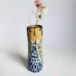 Grandmas Family Ceramic Bud Vases Pottery Vase For Dried Flowers Handmade Stoneware Face Plants Lover Gift Idea Boho Home Decor - thumbnail 2