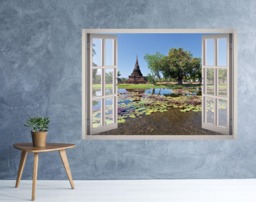 Thailand Sukhothai Window 3D Wall Decal Art Removable Wallpaper Mural Sticker Vinyl Home Decor - thumbnail 1