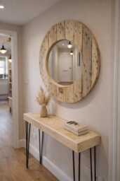 Handmade Reclaimed Cable Reel/Spool Round/Circular Mirror - Wood
