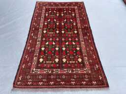 2x4 Afghan Tribal Accent Rug - Red & Green Design Hand-Knotted Wool Rug, Vegetable Dyed, Perfect For Living Room, Bedroom, Kids Room - thumbnail 1