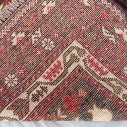 2x4 Afghan Tribal Accent Rug - Red & Green Design Hand-Knotted Wool Rug, Vegetable Dyed, Perfect For Living Room, Bedroom, Kids Room - thumbnail 4
