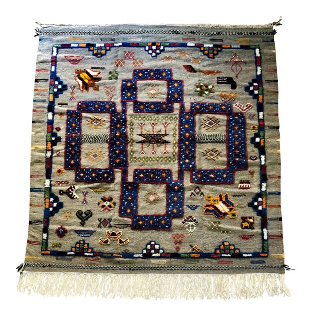 Handmade Moroccan Berber Kilim Area Rug - 4???11??? ?? 5???1??? - image 1