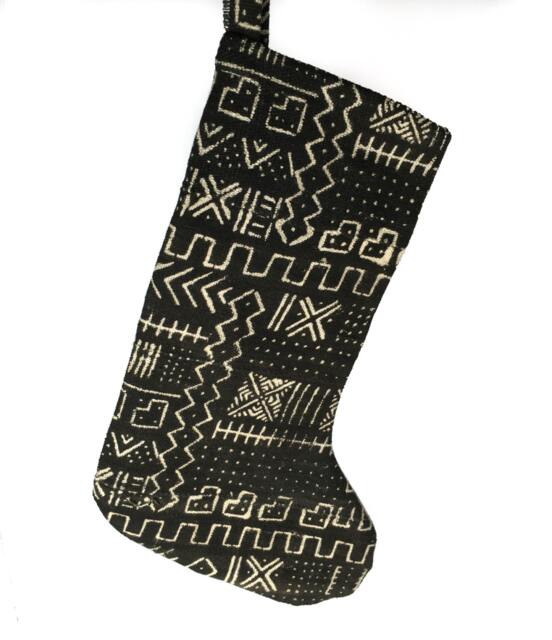 Mud Cloth Christmas Stocking Mudcloth Black African Print - image 1