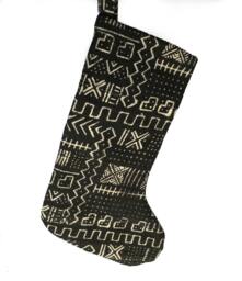 Mud Cloth Christmas Stocking Mudcloth Black African Print - thumbnail 1