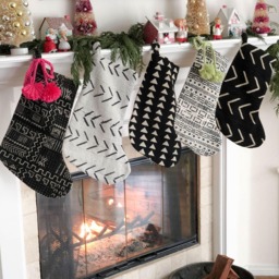 Mud Cloth Christmas Stocking Mudcloth Black African Print - thumbnail 3