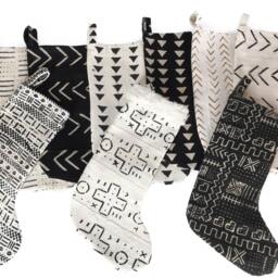 Mud Cloth Christmas Stocking Mudcloth Black African Print - thumbnail 2