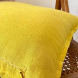 Chartreuse Cushion Cover, Linen Throw Pillow Cover With Edge, Zipper For Sofa, Decorative - thumbnail 4