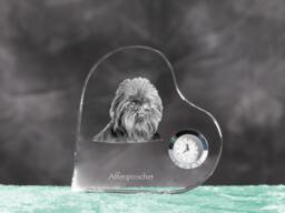 Affenpinscher - Crystal Clock in The Shape Of A Heart With Image Pure-Bred Dog - thumbnail 1