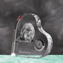 Affenpinscher - Crystal Clock in The Shape Of A Heart With Image Pure-Bred Dog - thumbnail 2