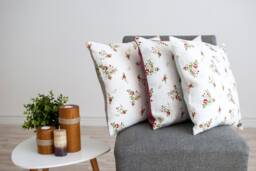 Floral, Color Block Linen Throw Pillow Cover With Zipper. More Colors - thumbnail 1