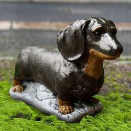Dachshund Dog Sculpture Concrete Wiener Statue Outdoor Garden Pet Decoration Cement Sausage Figurine Dog Lover Gift Handmade Art - thumbnail 1