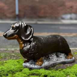 Dachshund Dog Sculpture Concrete Wiener Statue Outdoor Garden Pet Decoration Cement Sausage Figurine Dog Lover Gift Handmade Art - thumbnail 3