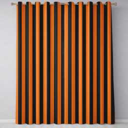 Orange Black Wavy Stripe Abstract Seamless Pattern Readymade Eyelet Ring Top Thermal 100% Blackout Curtains - thumbnail 2