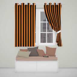 Orange Black Wavy Stripe Abstract Seamless Pattern Readymade Eyelet Ring Top Thermal 100% Blackout Curtains