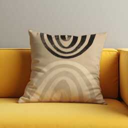 Modern Arch Cushion Cover, Neutral Beige & Black Abstract Throw Pillow Minimalist Geometric Decor For Sofa Or Bedroom - thumbnail 2