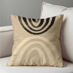 Modern Arch Cushion Cover, Neutral Beige & Black Abstract Throw Pillow Minimalist Geometric Decor For Sofa Or Bedroom - thumbnail 3