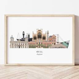 Hull Skyline Print, Cityscape, Wall Art, Gift, Illustration, Poster, Travel, Art Print - thumbnail 1