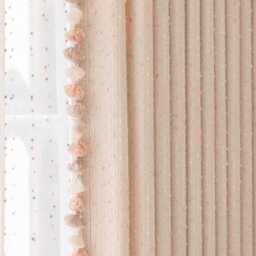 A Pair Of Pink Texture Curtains With Tassel Trim, Girls Curtain Panel Custom Trim, Living Room Bedroom Curtains, Custom Made, Room Divider - thumbnail 3