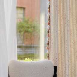 A Pair Of Pink Texture Curtains With Tassel Trim, Girls Curtain Panel Custom Trim, Living Room Bedroom Curtains, Custom Made, Room Divider - thumbnail 4
