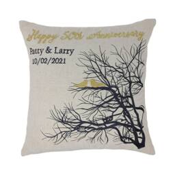 50Th Anniversary Pillow, Personalized Gift, Gold Gift For Parents, In-Laws Custom - thumbnail 3
