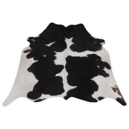 Black & White Cowhide Rug Natural Leather Accent - 48x46 Inches - thumbnail 1