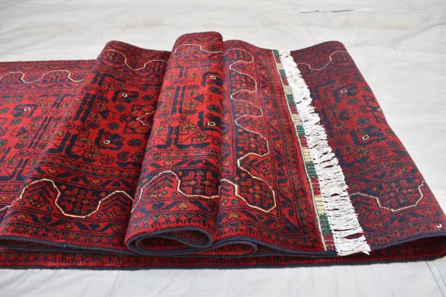 Handmade Wool Afghan Runner Rug, Turkmen Oriental Hallway Carpet - 15.10 X 2.7 Ft - image 1