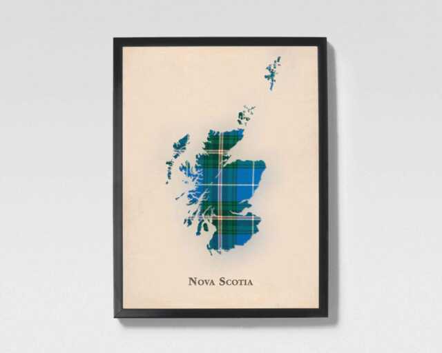 Clan Nova Scotia Scottish Tartan Map - Of Scotland Family Wall Decor, Ready To Hang - image 1