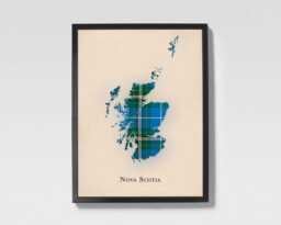 Clan Nova Scotia Scottish Tartan Map - Of Scotland Family Wall Decor, Ready To Hang - thumbnail 1