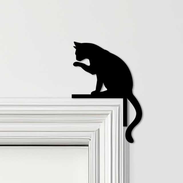 Door Topper Cat Licking Paw Various Colours Top Of Decorative Sign - Sign, Novelty Wall Decor, Frame Art, Art - image 1