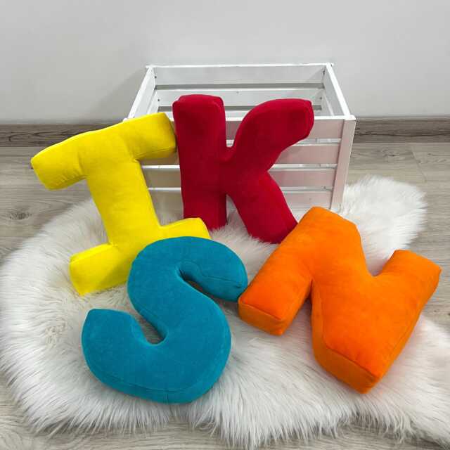 Velour Cotton Letter Pillow Custom Monogram Nursery Decor - image 1