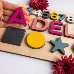 Personalized Child Name, Shape, Number Puzzles, Montessori Toy 2, 3 Year Old Toddler, Ealry Learn Through Game, Birthday Gift For Baby Girl - thumbnail 4