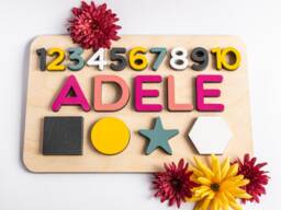 Personalized Child Name, Shape, Number Puzzles, Montessori Toy 2, 3 Year Old Toddler, Ealry Learn Through Game, Birthday Gift For Baby Girl - thumbnail 1