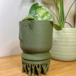 Happy Fuzzy Skin Head Planter - Cute Succulent Plant Pot Home Decor - Sustainable Eco-Friendly Materials - thumbnail 2