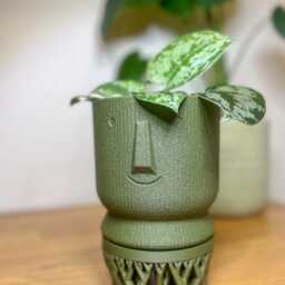 Happy Fuzzy Skin Head Planter - Cute Succulent Plant Pot Home Decor - Sustainable Eco-Friendly Materials - thumbnail 4