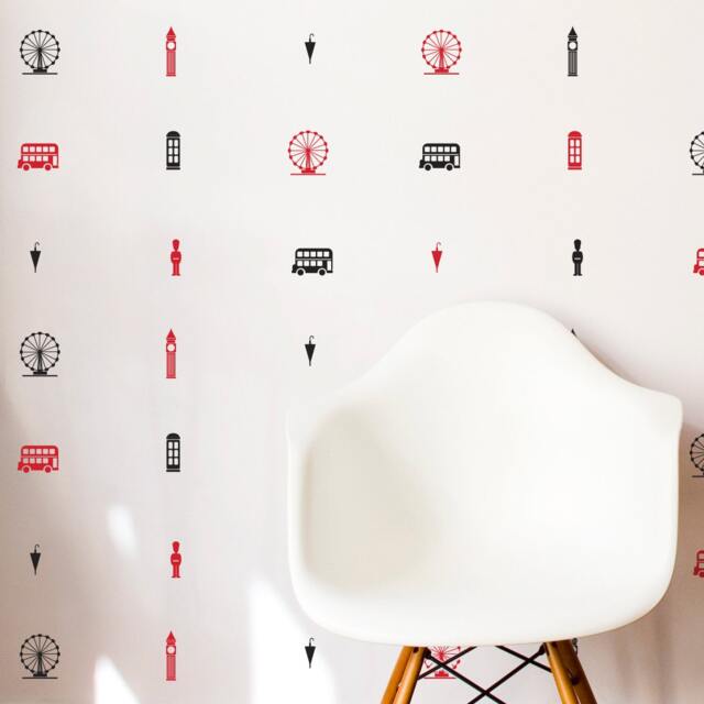 London Icons Wall Decal Set - Bus, Big Ben, Eye, Phone Booth - image 1