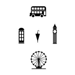 London Icons Wall Decal Set - Bus, Big Ben, Eye, Phone Booth - thumbnail 3