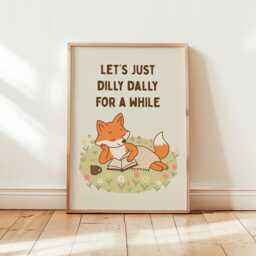 Let's Just Dilly Dally Print, Bedroom Funny Wall Art, Animal Cottage Core Reading Living Room Art /Unframed - thumbnail 1