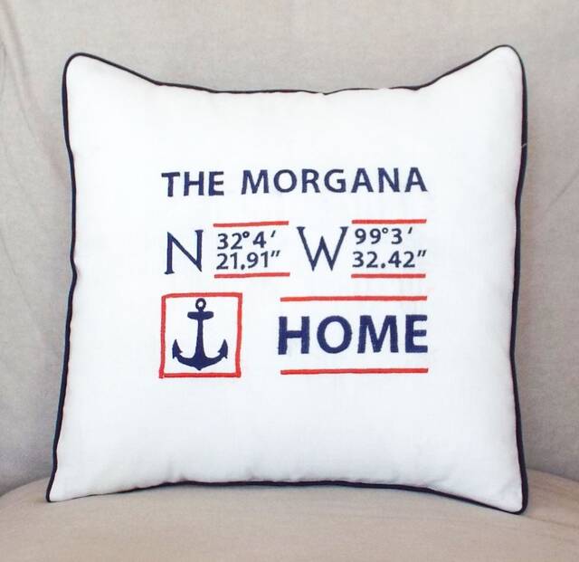Coordinates Pillow, Nautical Decor, , Coastal & Lake House Gift, Home Pillows, Boat Gifts, Personalized Nautical Anchor Throw Pillow - image 1
