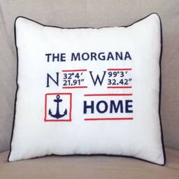 Coordinates Pillow, Nautical Decor, , Coastal & Lake House Gift, Home Pillows, Boat Gifts, Personalized Nautical Anchor Throw Pillow - thumbnail 2
