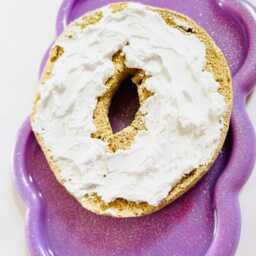 Bagel With Cream Cheese Wall Hanging/ Dopamine Decor/ Maximalist Fake Food/ Food Pop Art/ Sculpture/ Funky Decor/Kitchen - thumbnail 2