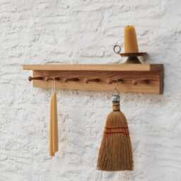 Shaker Peg Shelf Made From Solid Oak - Rail Coat Hook Kitchen Handcrafted Folkhaus - thumbnail 3
