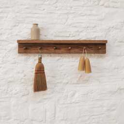 Shaker Peg Shelf Made From Solid Oak - Rail Coat Hook Kitchen Handcrafted Folkhaus - thumbnail 2